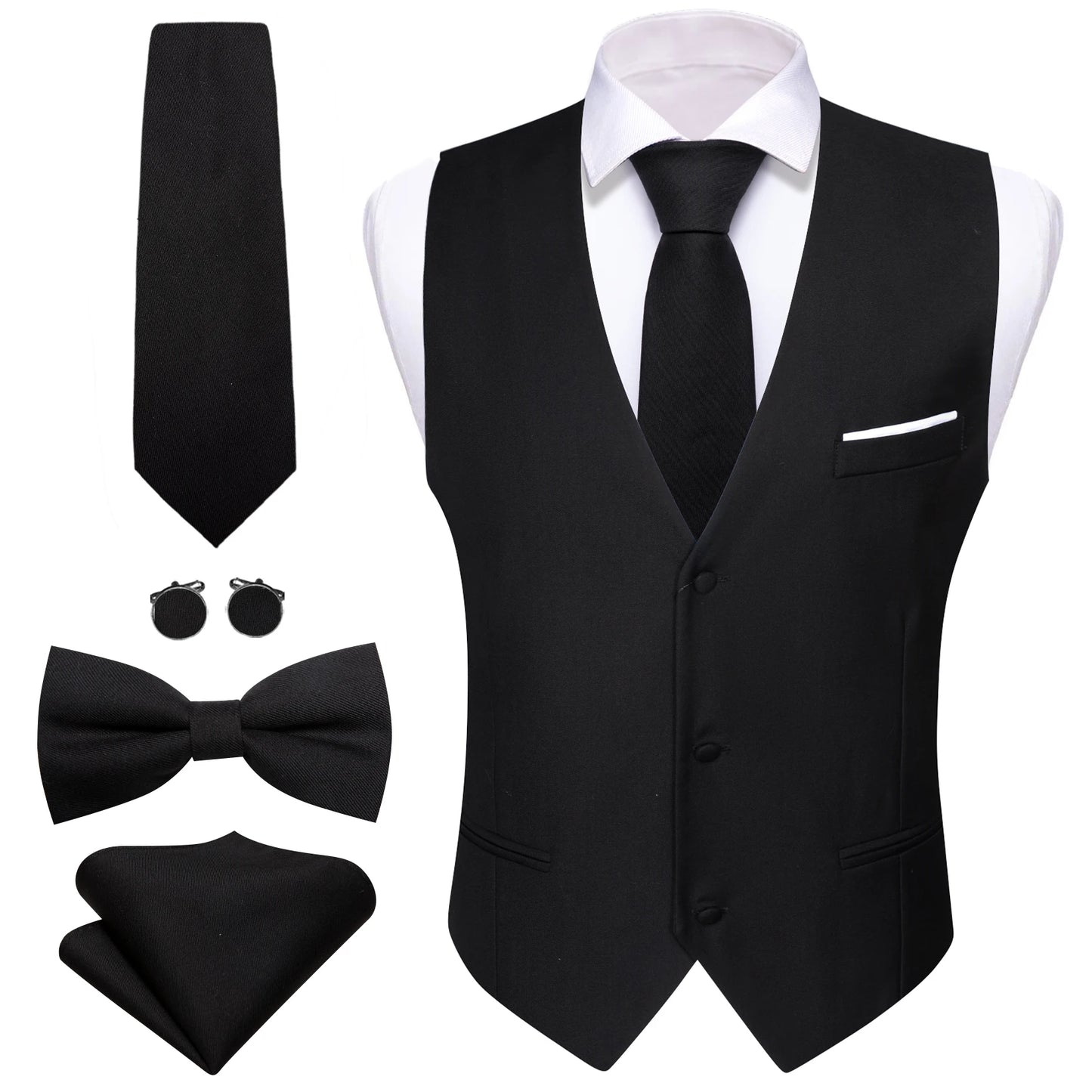 Men's Waistcoats Luxury Silk Soid Vest Set Waistcoats Luxurious Weddings