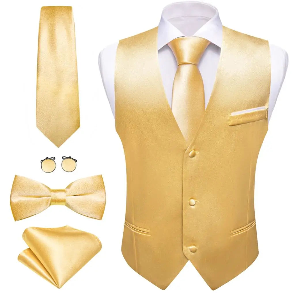 Men's Waistcoats Luxury Silk Soid Vest Set Waistcoats Luxurious Weddings