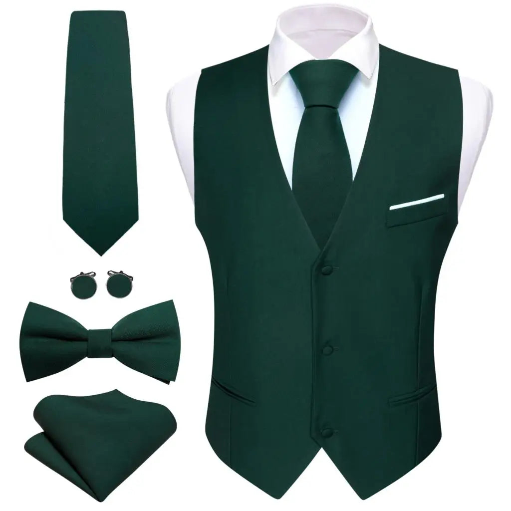Men's Waistcoats Luxury Silk Soid Vest Set Waistcoats Luxurious Weddings