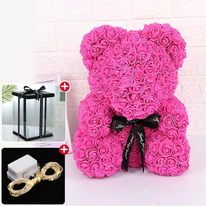 Rose Bear Gift Box with Lights for Valentine's Day Luxurious Weddings