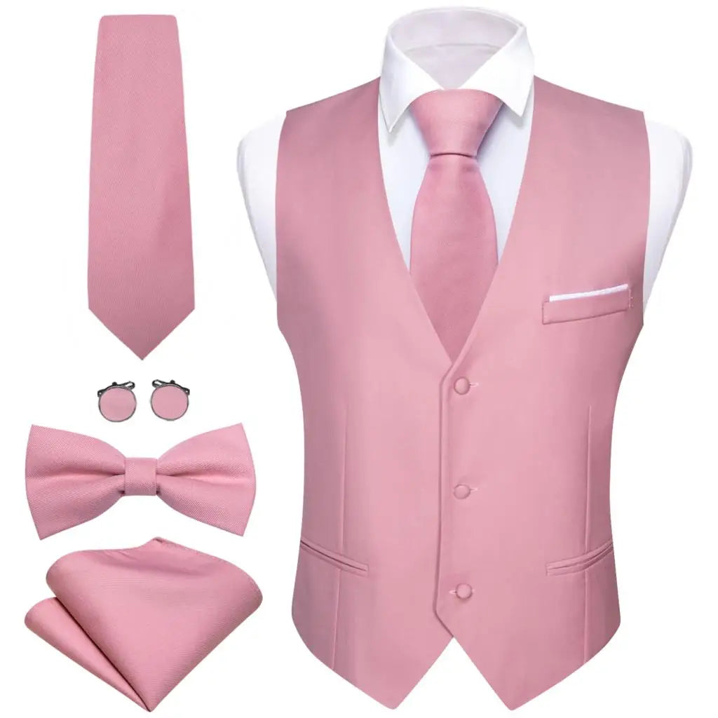 Men's Waistcoats Luxury Silk Soid Vest Set Waistcoats Luxurious Weddings