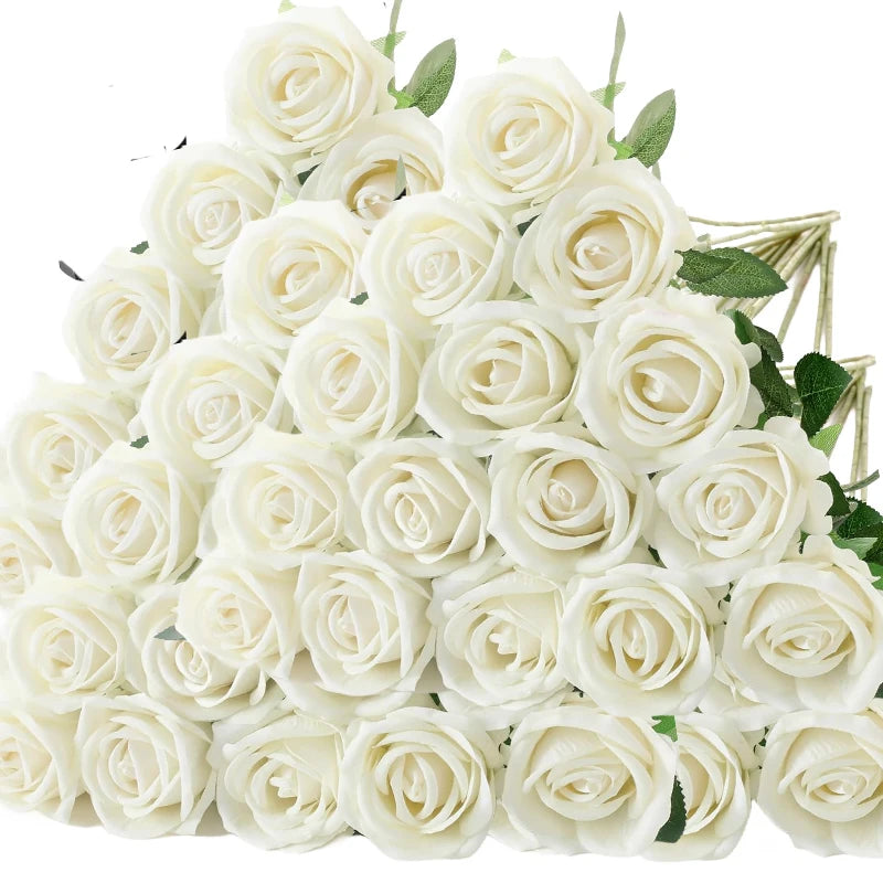 50 Silk Red Roses - Perfect for Weddings, Parties, and Home Decor Centerpieces Luxurious Weddings