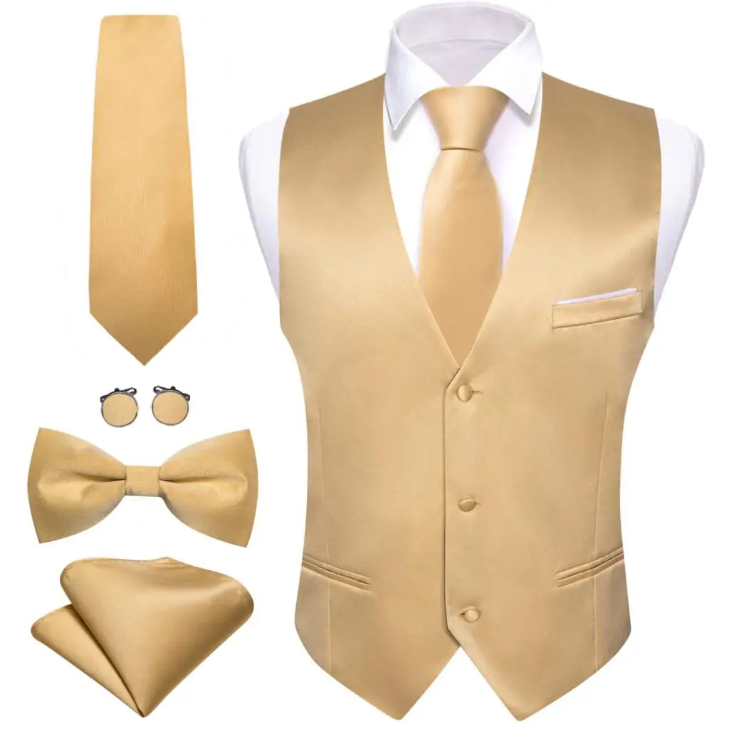 Men's Waistcoats Luxury Silk Soid Vest Set Waistcoats Luxurious Weddings