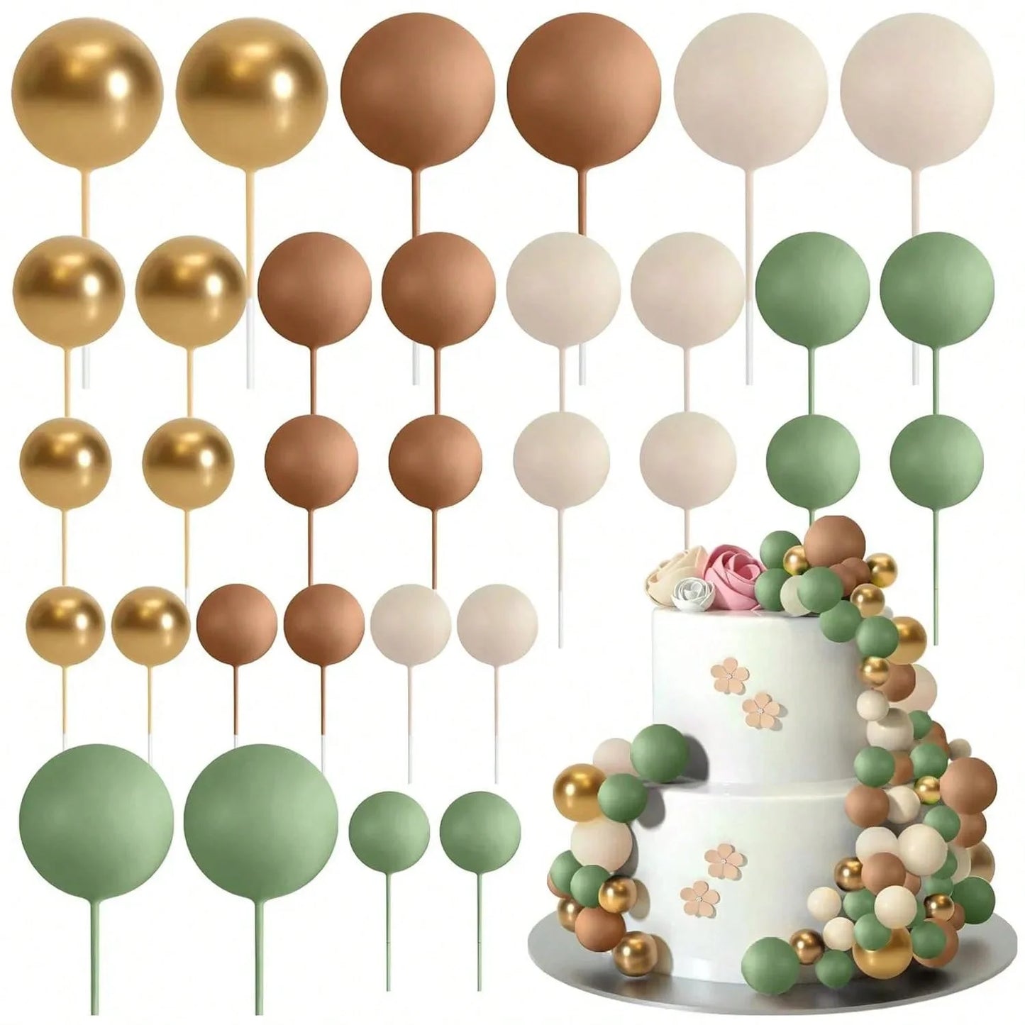 Gold Foam Ball Cake Toppers CAKE TOPPERS Luxurious Weddings