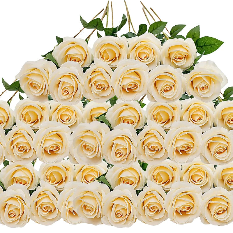 50 Silk Red Roses - Perfect for Weddings, Parties, and Home Decor Centerpieces Luxurious Weddings
