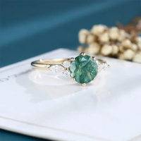 925 Sterling Silver Moss Agate Ring Jewelry Luxurious Weddings