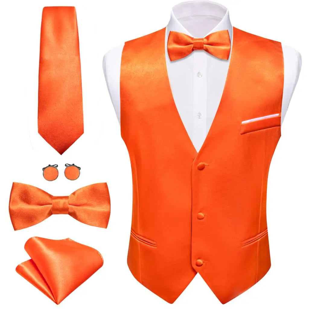 Men's Waistcoats Luxury Silk Soid Vest Set Waistcoats Luxurious Weddings