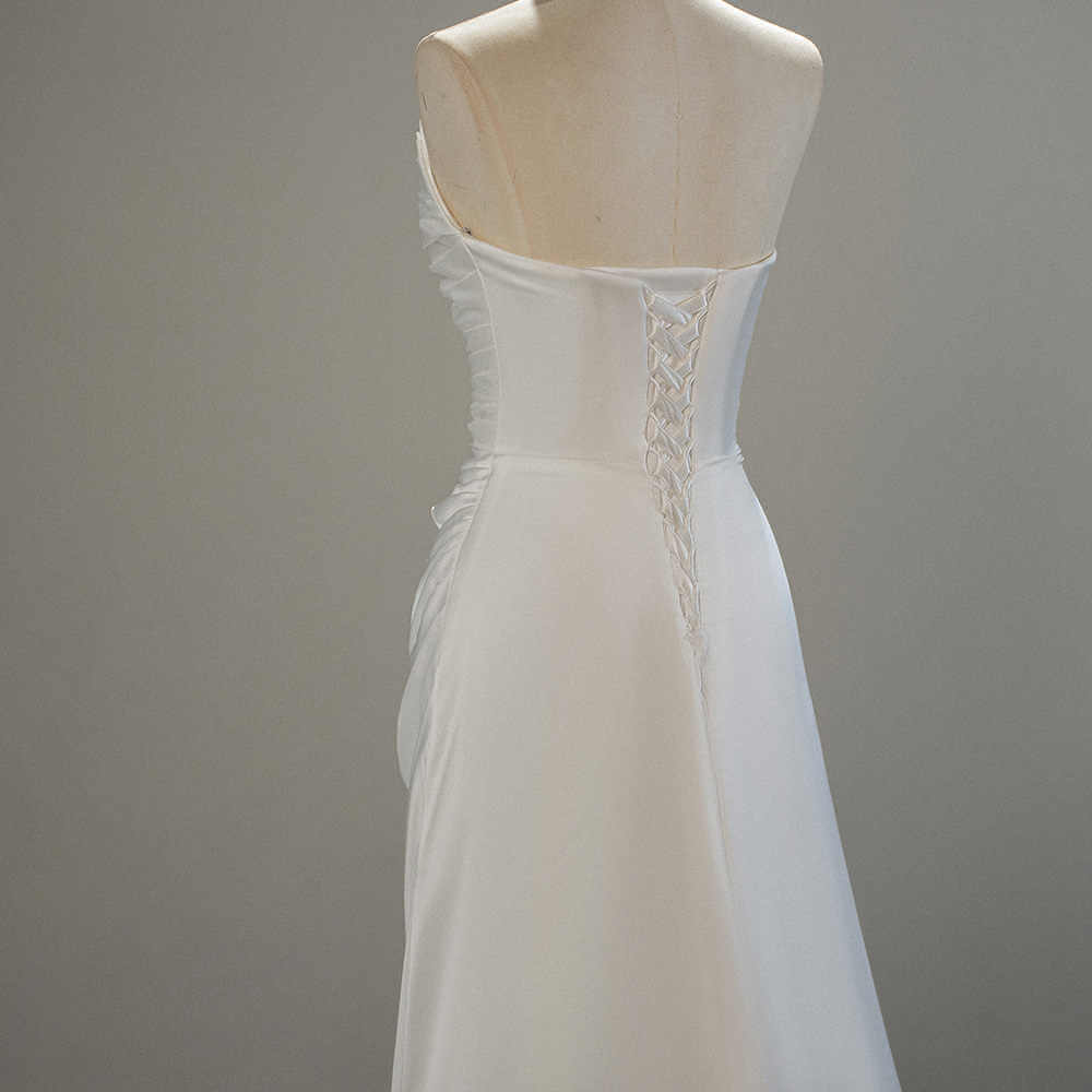 Elegant Satin Ruched Slim Mermaid Wedding Dress Trumpet | Mermaid Gown Luxurious Weddings