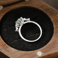 925 Sterling Silver Moss Agate Ring for Women - Round Cut Gemstone Jewelry Luxurious Weddings
