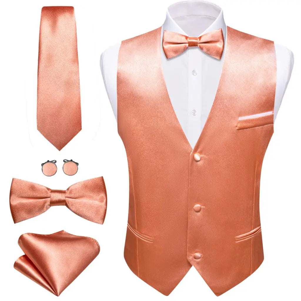 Men's Waistcoats Luxury Silk Soid Vest Set Waistcoats Luxurious Weddings