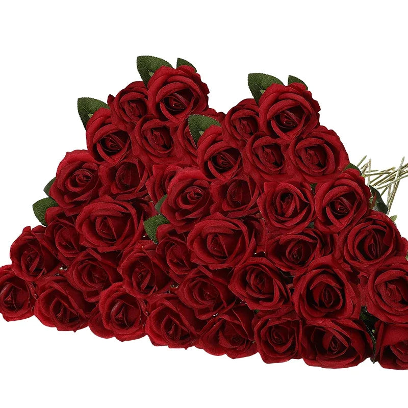 50 Silk Red Roses - Perfect for Weddings, Parties, and Home Decor Centerpieces Luxurious Weddings