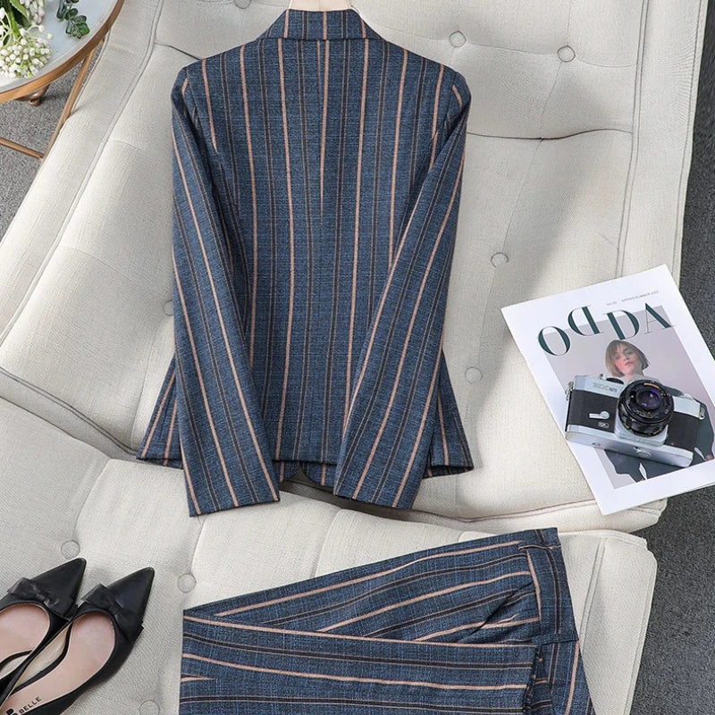 Striped High End Women's Suit Suits Luxurious Weddings