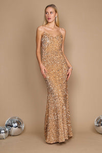 Sequin Corset Prom Dress β Full-Length Spaghetti Strap Gown with V-Neckline Maxi Dress Luxurious Weddings