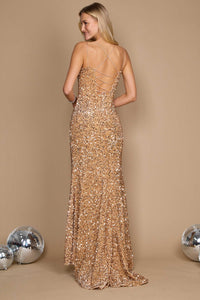 Sequin Corset Prom Dress β Full-Length Spaghetti Strap Gown with V-Neckline Maxi Dress Luxurious Weddings
