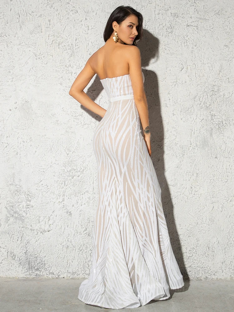 Sparkly White Sequin Mermaid Bridesmaid Dress Bridesmaid Dresses Luxurious Weddings