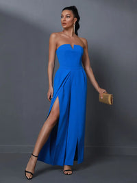 Women's Wide Leg Elegant Blue Jumpsuit Jumpsuit Luxurious Weddings