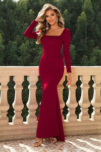 Square Neck Long Sleeve Dress Formal Dress Luxurious Weddings