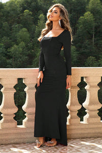 Square Neck Long Sleeve Dress Formal Dress Luxurious Weddings