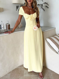 Devine Sweetheart Neck Short Sleeve Maxi Dress Maxi dresd Luxurious Weddings