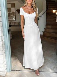 Devine Sweetheart Neck Short Sleeve Maxi Dress Maxi dresd Luxurious Weddings