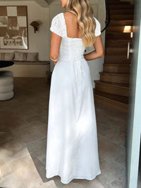 Devine Sweetheart Neck Short Sleeve Maxi Dress Maxi dresd Luxurious Weddings