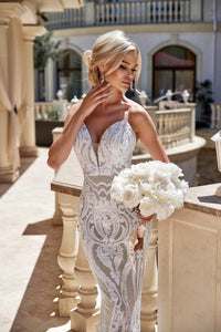 Sequin Mermaid Fitted Long Wedding Dress Wedding Dress Luxurious Weddings