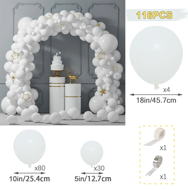 White Gold Balloon Garland Arch Kit Balloon Garlands Luxurious Weddings