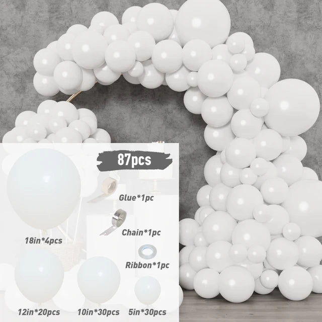 White Gold Balloon Garland Arch Kit Balloon Garlands Luxurious Weddings