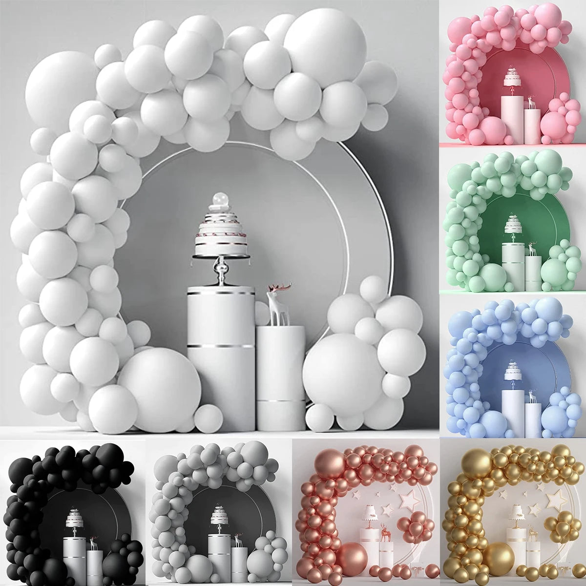 White Gold Balloon Garland Arch Kit Balloon Garlands Luxurious Weddings