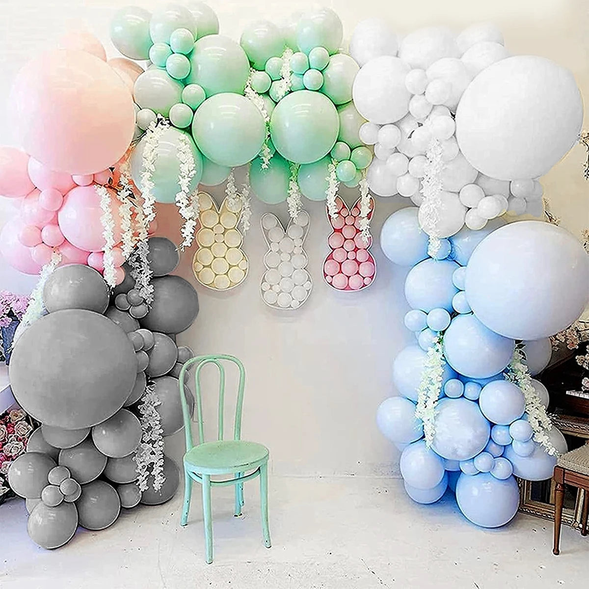 White Gold Balloon Garland Arch Kit Balloon Garlands Luxurious Weddings