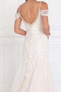 Long Wedding Dress with Lace Applique fitted gown Luxurious Weddings