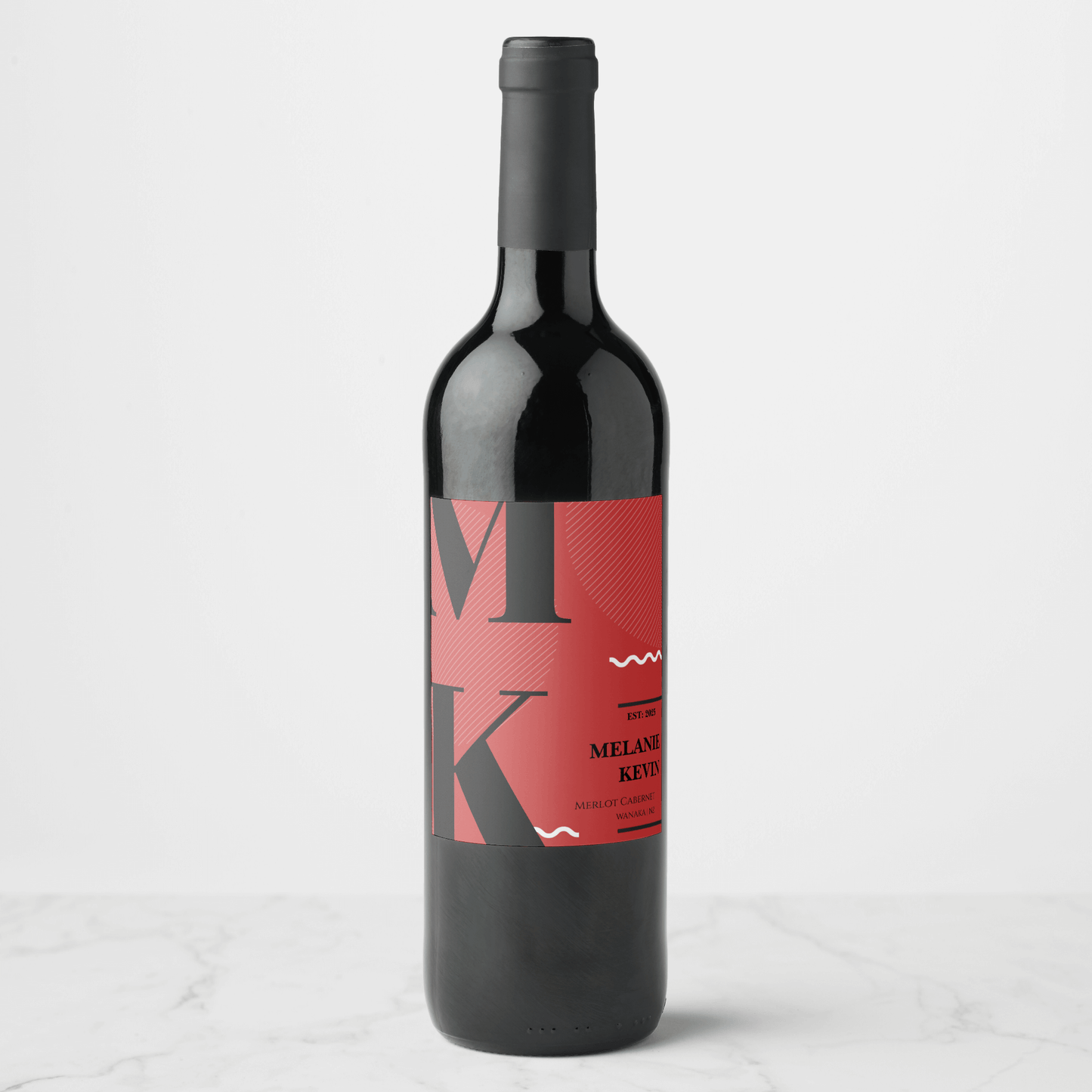 Red & Black Wine Bottle Labels x6 Wine Labels Luxurious Weddings
