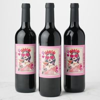 Bachelorette wine labels featuring a chic bride design, perfect for celebratory occasions and adding glamour to parties.