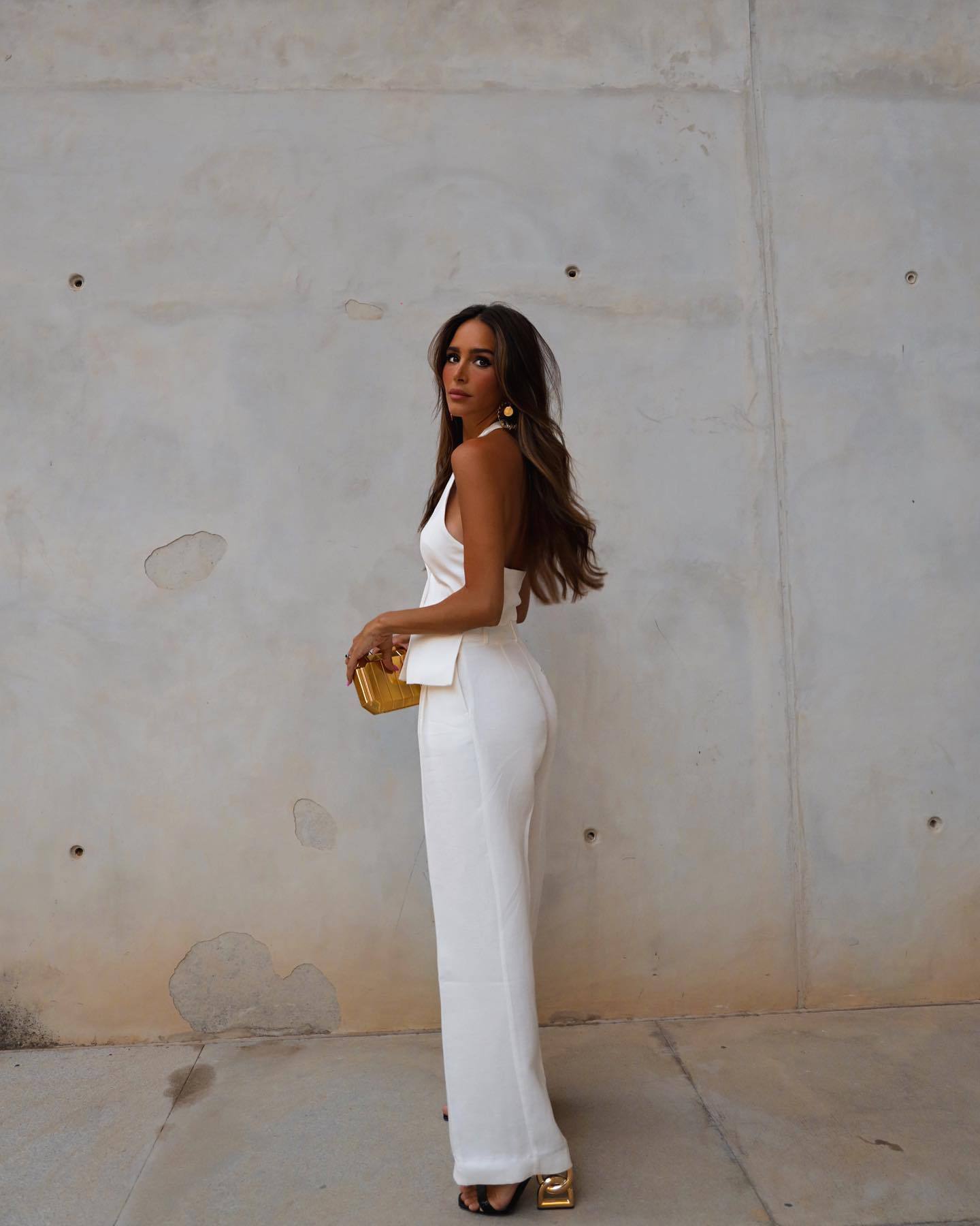 Women's Pleated Decorative High Waist Wide Leg Pants Hanging Collar Vest women's suit Luxurious Weddings