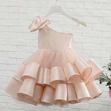 Children's Wedding Dress Girls One-shoulder Show Princess Fluffy girls dress Luxurious Weddings