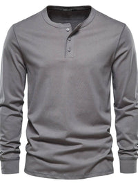 Men's Full Size Quarter Button Round Neck Long Sleeve T-Shirt Plus Size Men’s shirts Luxurious Weddings