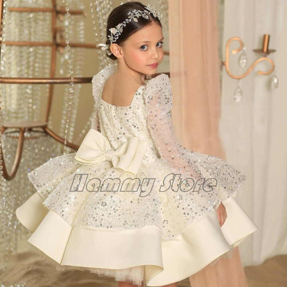 Girls' Sequined Princess Dress Bow Knot girls dress Luxurious Weddings