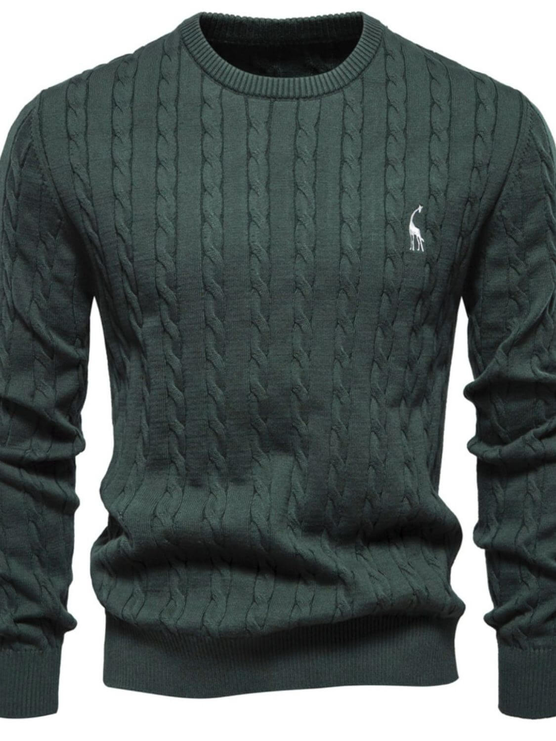 Men's Cable-Knit Round Neck Long Sleeve Sweater Sweatshirts Luxurious Weddings