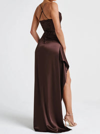 Slit Crisscross Back Maxi Cami Dress Formal Dress Luxurious Weddings