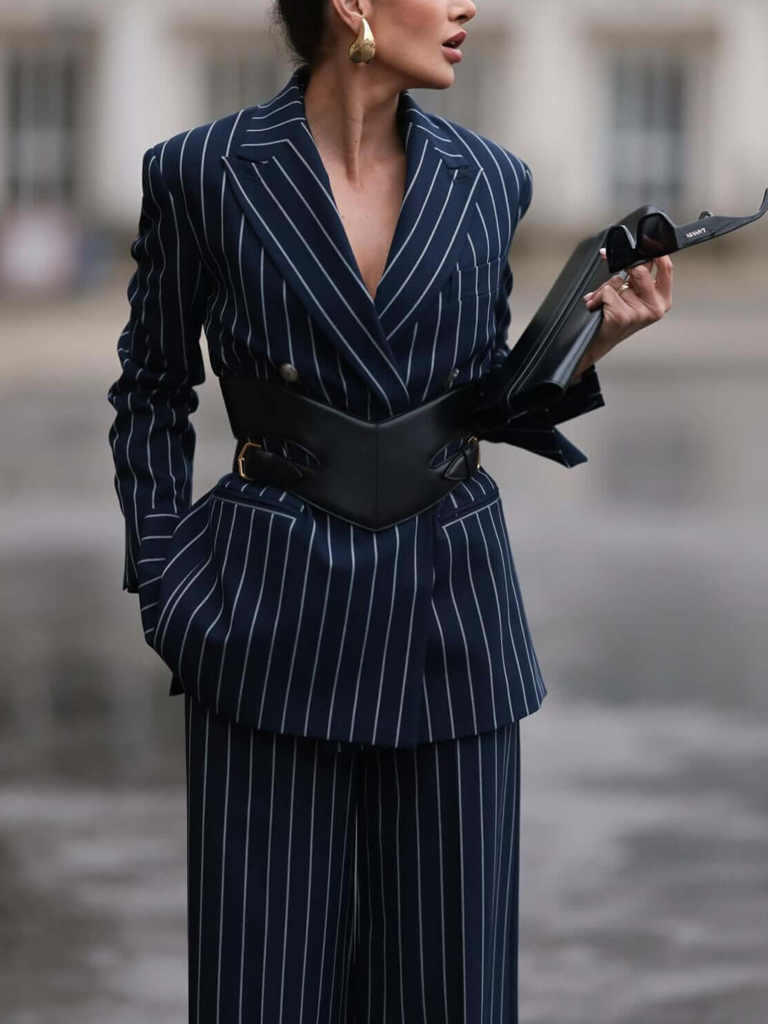 Elegant Striped Blazer & High Waist Pants Set suit sets Luxurious Weddings
