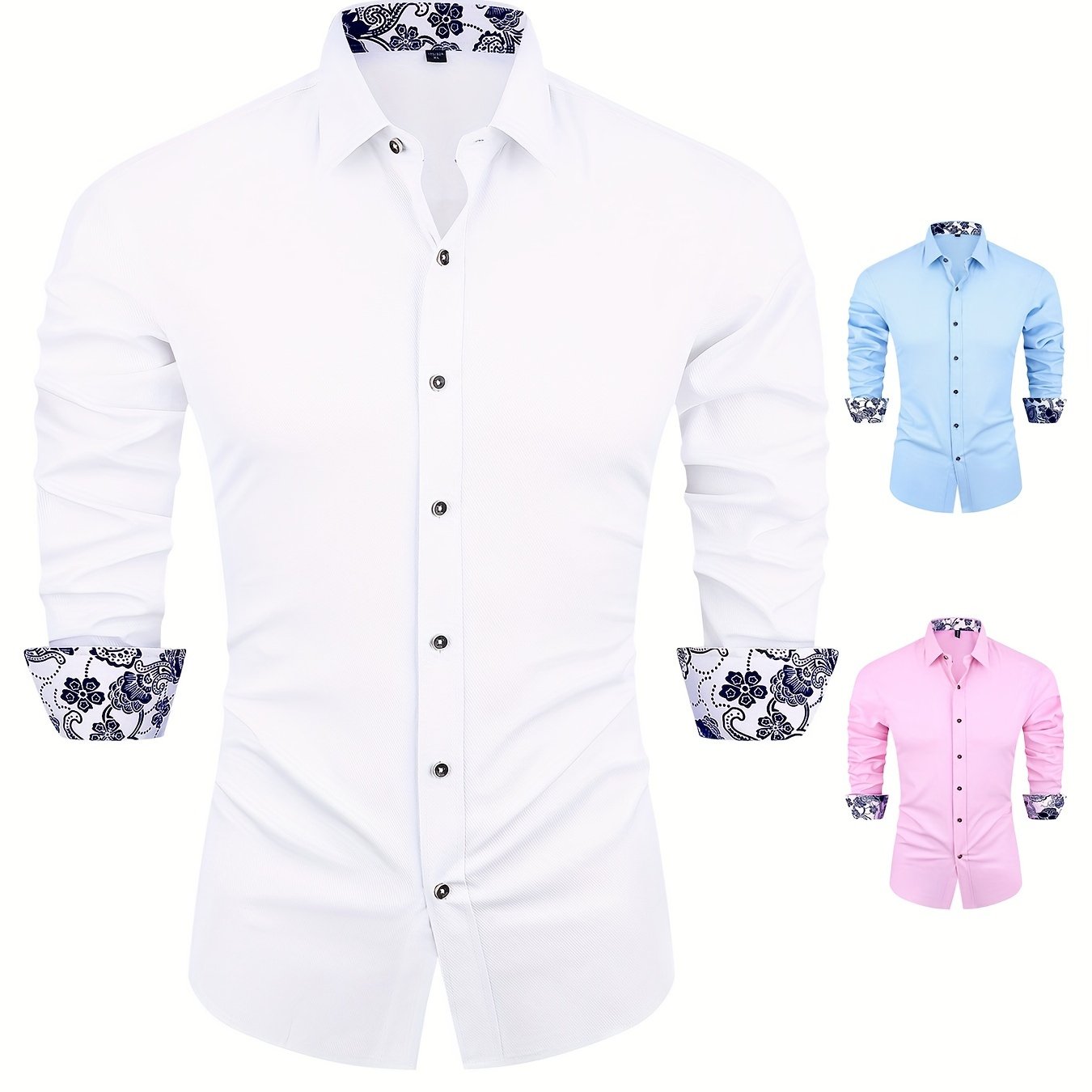 Men's Long Sleeve Tuxedo Shirt for Spring & Autumn Men's Formal Shirts Luxurious Weddings