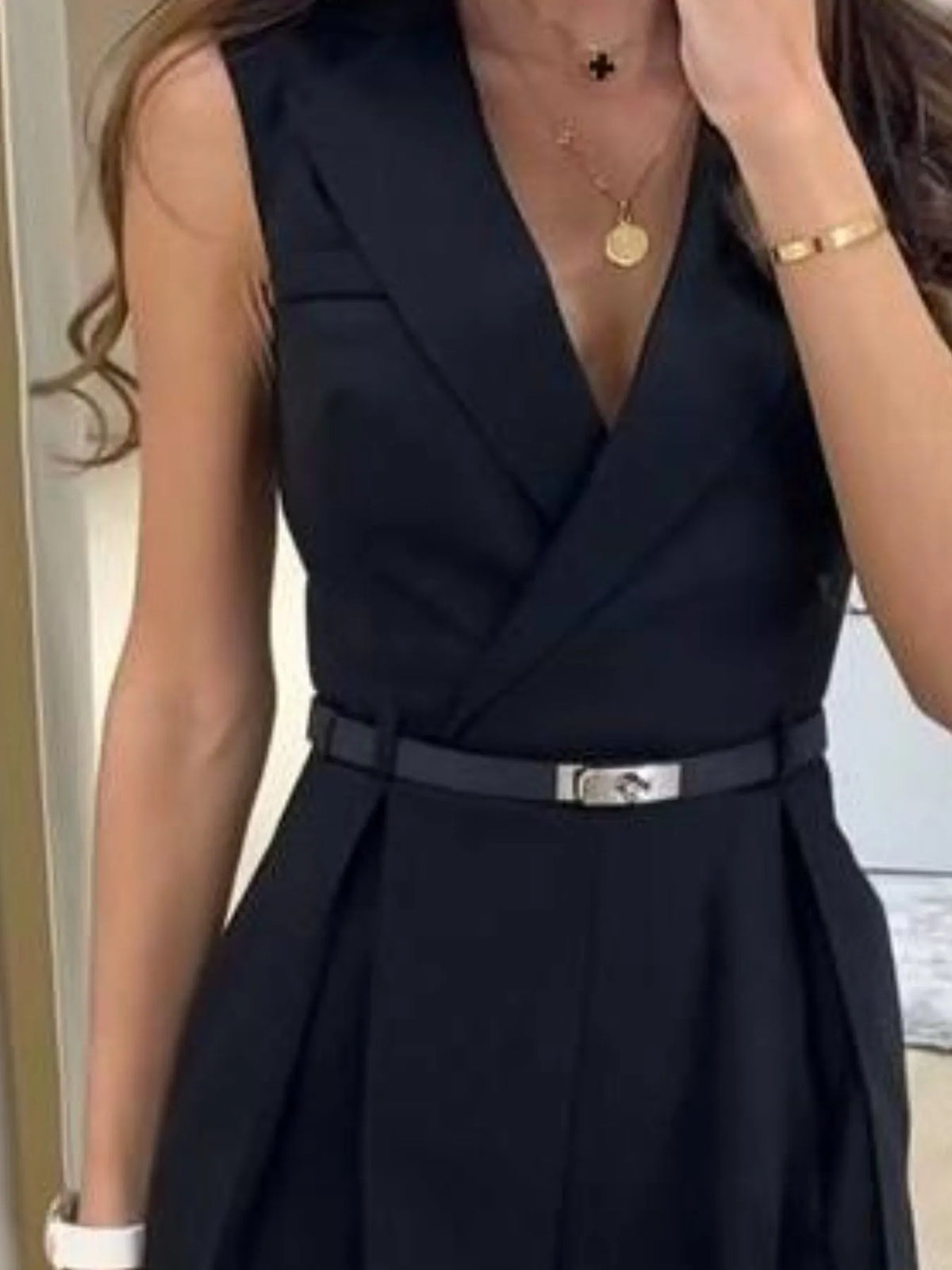 Solid Sleeveless Surplice Romper Jumpsuits Luxurious Weddings