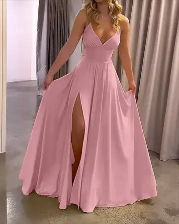 Strappy Dress with Color Slit formal dress Luxurious Weddings