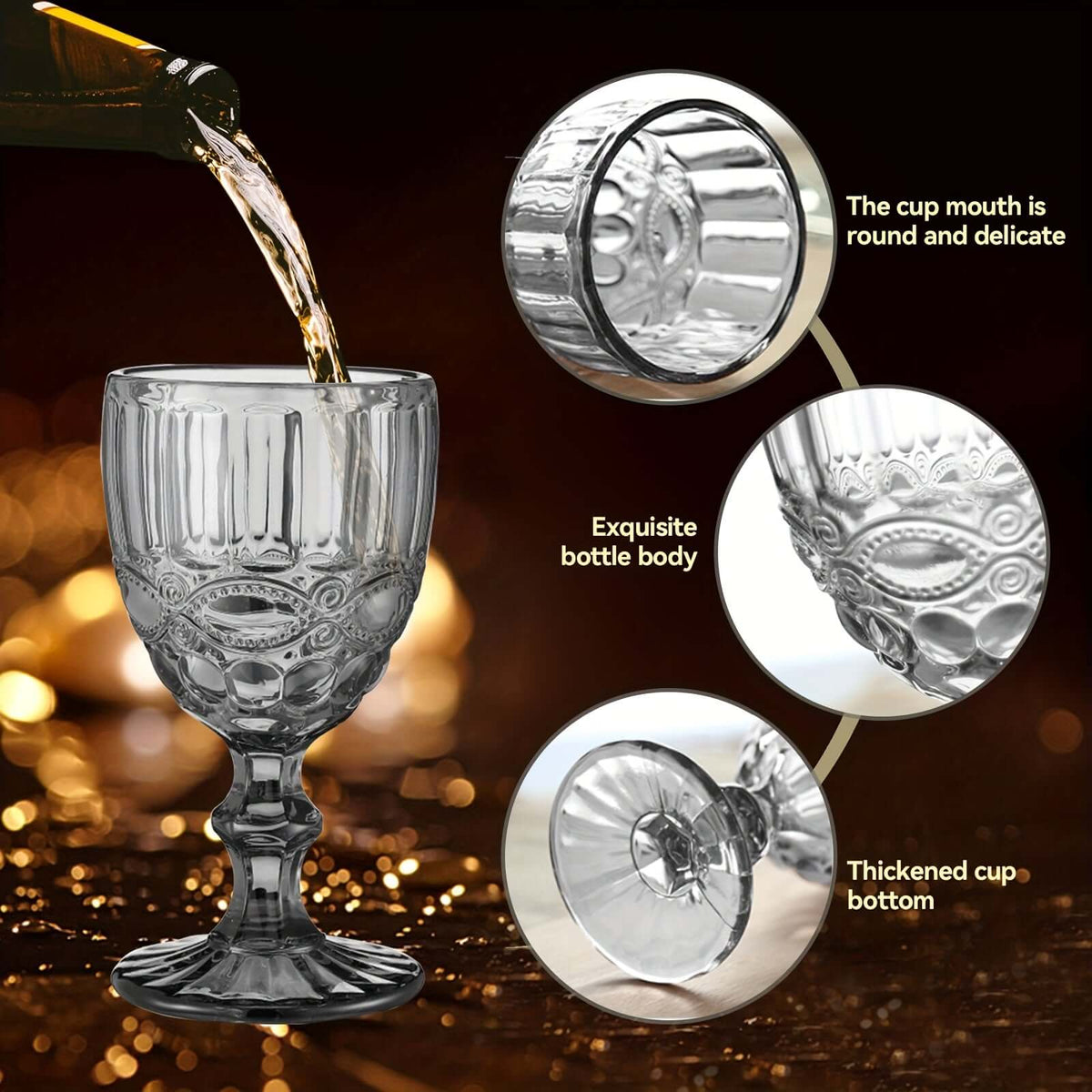 6pcs Vintage Snake Pattern Wine Glass Set wine glass Luxurious Weddings