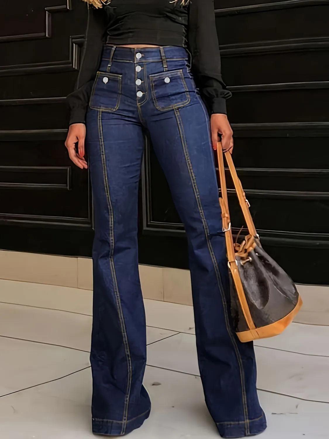 Flare Jeans with Pockets Denim Jeans Luxurious Weddings