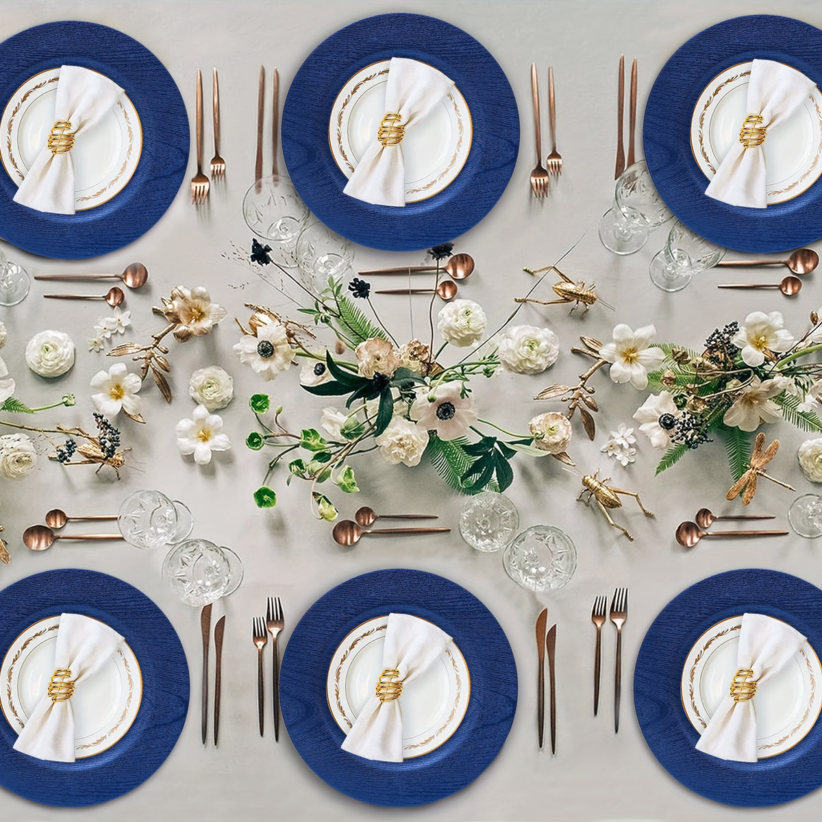 24pcs Dark Blue Elegant Charger Plates Set Charger Plates Luxurious Weddings