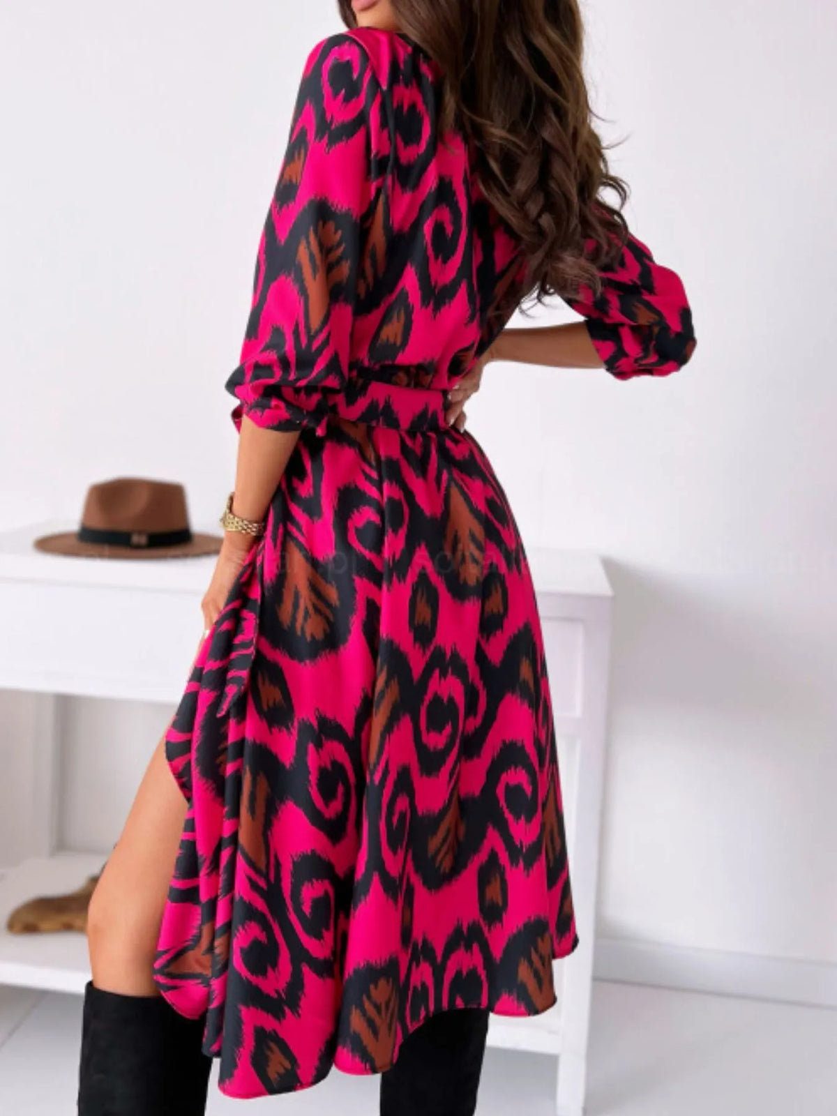 Printed Tie Waist Midi Dress Summer dress Luxurious Weddings