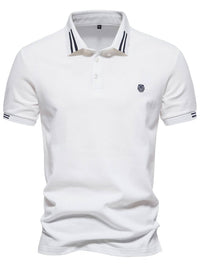 Men's Embroidered Striped Short Sleeve Polo Men's Polos Luxurious Weddings