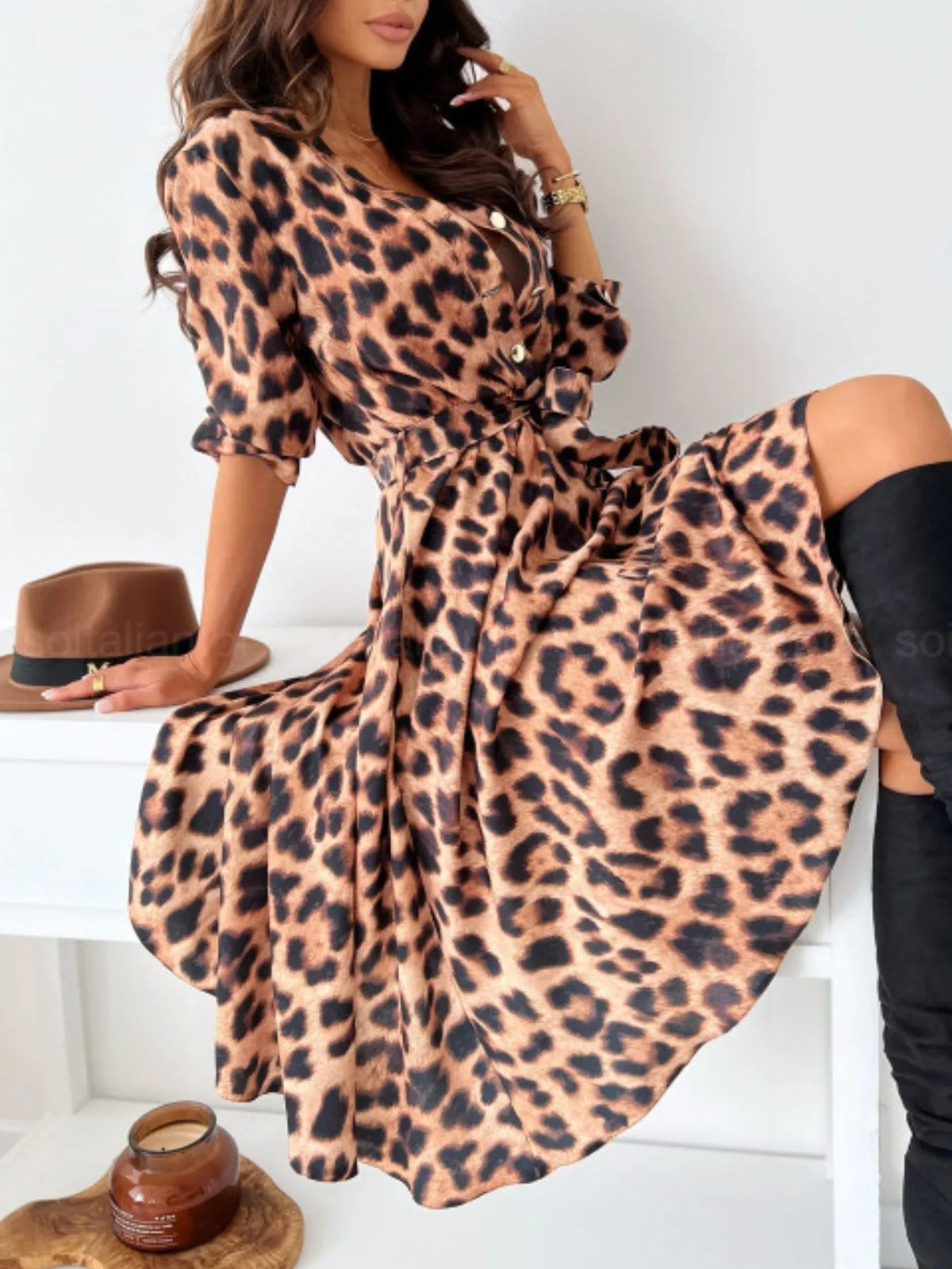 Printed Tie Waist Midi Dress Summer dress Luxurious Weddings