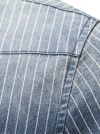Men's Striped Collared Neck Button Down Denim Shirt Men's Shirts Luxurious Weddings